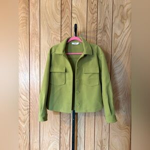 Olive Button Front Shacket Jacket